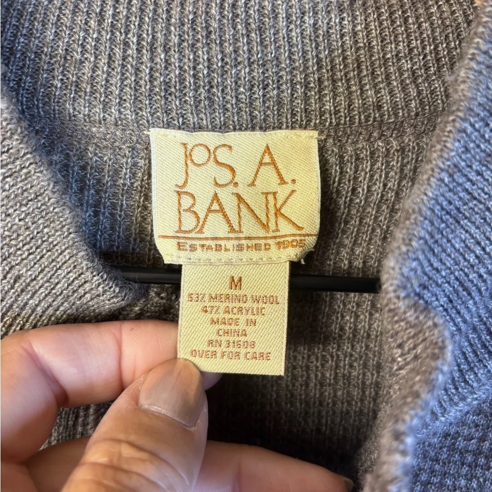 Jos. A. Bank Merino Wool 1/4 Button-Up Sweater Brown Size Medium